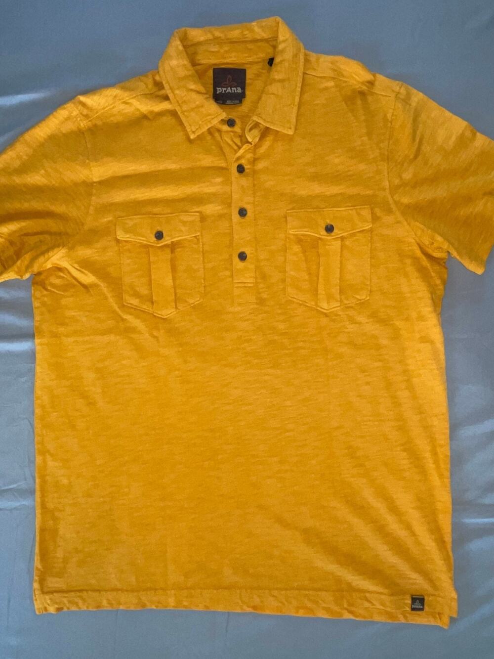 Prana Montroyal Organic Cotton Polo Shirt in Curry Orange. Men's M, GUC!!